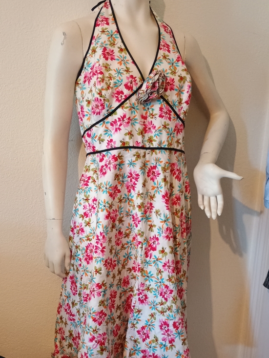 Liz Claiborne Dresses & Skirts - Floral Halter Midi Dress - Pink/White